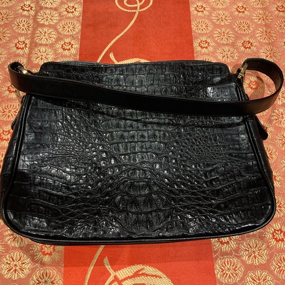Black Crocodile Skin Shoulder Bag - Picture 3 of 9
